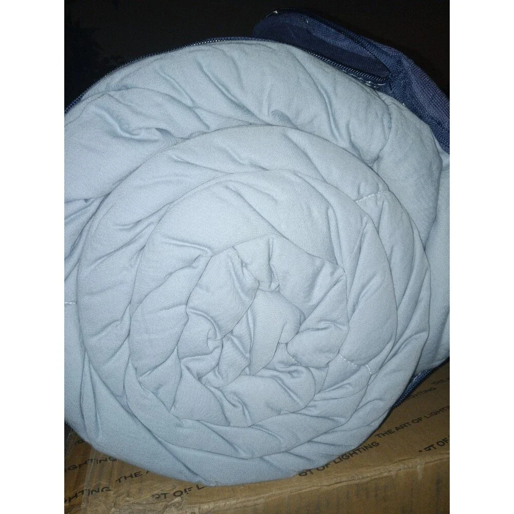 Leisurely Collection Uncompressed Quilt 100% Cotton Filled Full/Queen, Grey/Blue